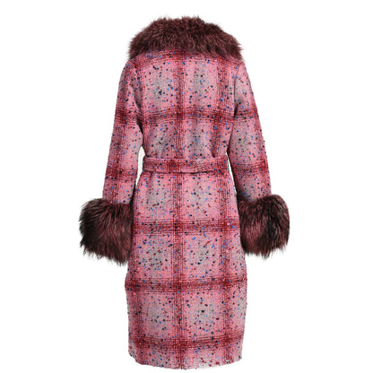 New Style Popular Double-sided Long Cashmere Coat With Real Fox Fur Wholesale Custom Wool Trench Coat Women