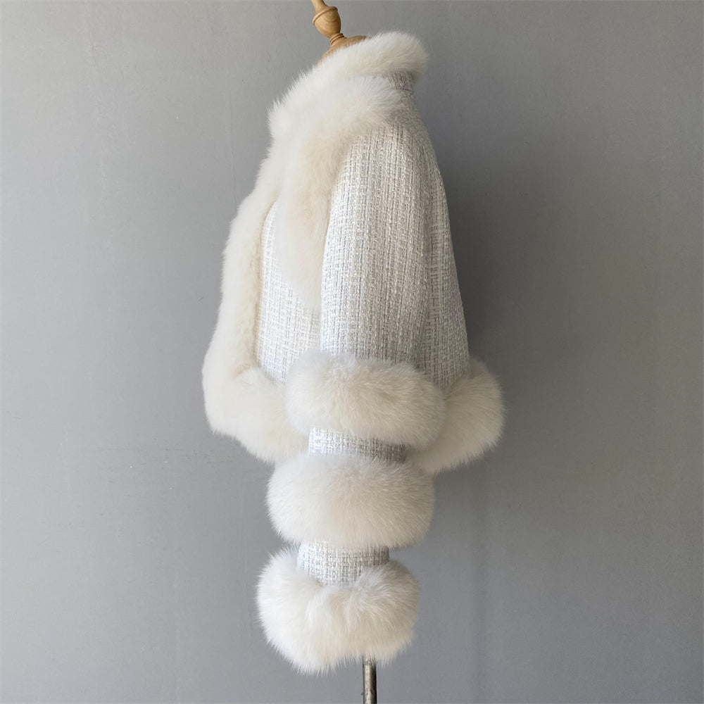 High Quality Double-sided Cashmere Coat With Real Fox Fur Trim