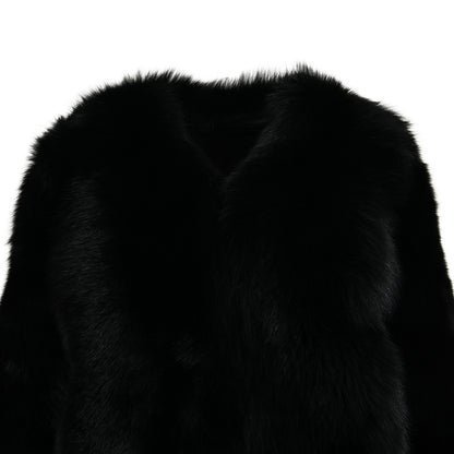 Crew Neck Fluffy Real Fox Fur Coat Custom Color for women