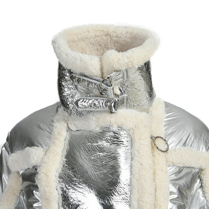 New Style Genuine Shearling Jacket With Sheep Fur Winter Fashion Women Sheepskin Shearling Leather Coat