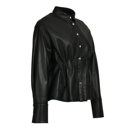 Leather Jackets Custom Color Drawstring Design Wholesale Custom Genuine Leather Women Jacket