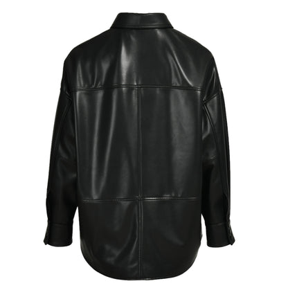 Popular V-neck Collar Regular Length Women Genuine Sheepskin Leather Jackets
