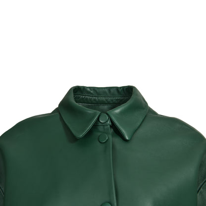 Spring Genuine Sheepskin Leather Jackets Custom Color Button Design