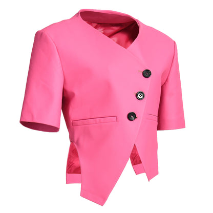 High Quality Half Sleeve Irregular Leather Jacket Latest Design For Women