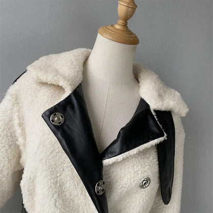 Genuine Shearling Coat With Belt Design Wholesale Custom Sheepskin Coat