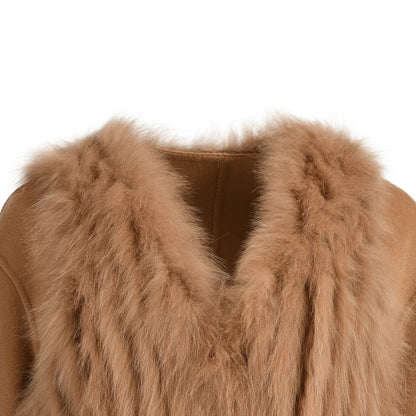 V-neck Double-sided Cashmere Wool Coat Removable Fox Fur Vest