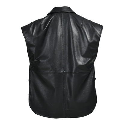 Ladies High Quality Real Sheepskin Leather Gilet Women  Leather Jacket Vest