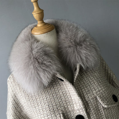 Jaxmonoy Elegant Lady Fashion Long Sleeve Turn-down Cashmere Coat