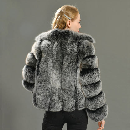 Jaxmonoy Fashion Wholesale Genuine Fox Fur Coat Women Winter Outwear Real Fox Fur Coat