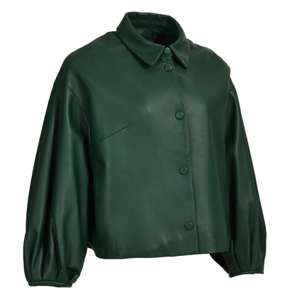 Spring Genuine Sheepskin Leather Jackets Custom Color Button Design