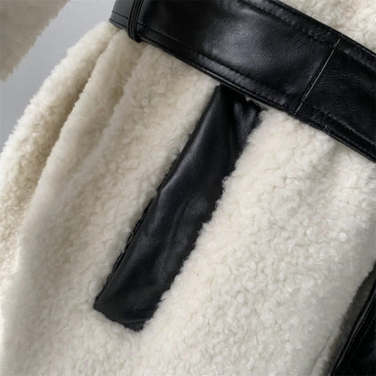 Genuine Shearling Coat With Belt Design Wholesale Custom Sheepskin Coat