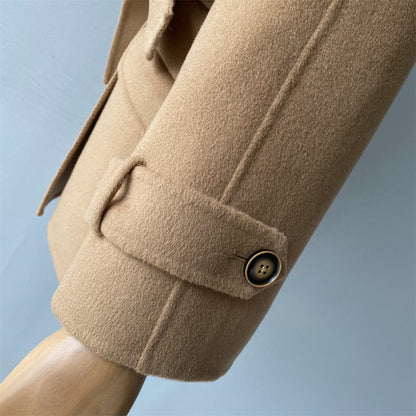 Wholesale Ladies Regular Length Cashmere Coat With Real Fox Fur Collar Custom Women Double-sided Wool Cashmere Coat
