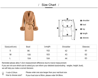 Jaxmonoy Cashmere Overcoat With Real Fur Collar And Cuffs