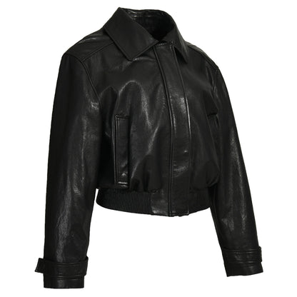 Ladies Cropped Leather Jackets Zipper Design Spring Wholesale Genuine Leather Jacket For Men