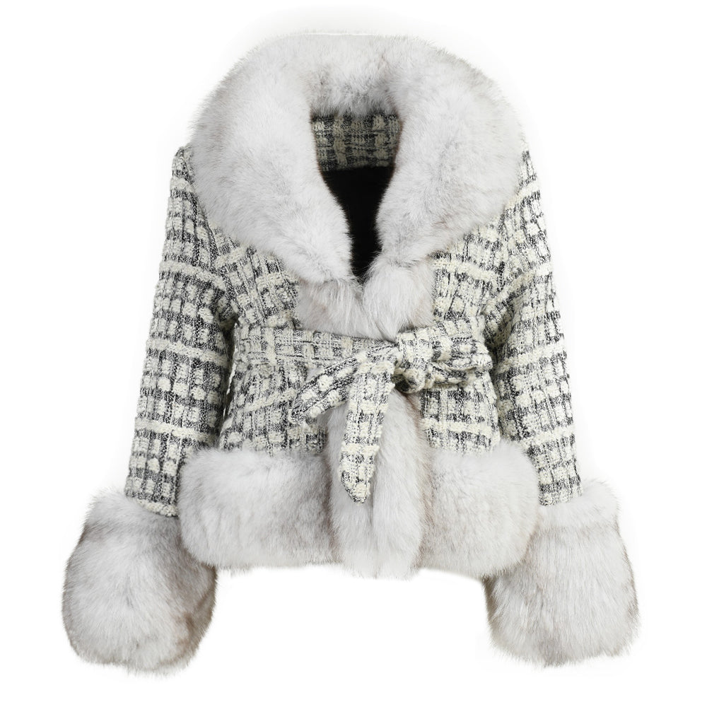 Wholesale New Arrival Hot Sale Cashmere Coat With Real Luxury Fox Fur Collar Winter Fashion Woman Wool Coat
