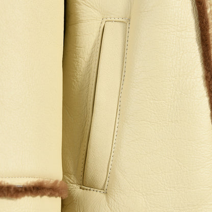 Horn Button Hooded Genuine Leather Jacket With Real Fur Winter