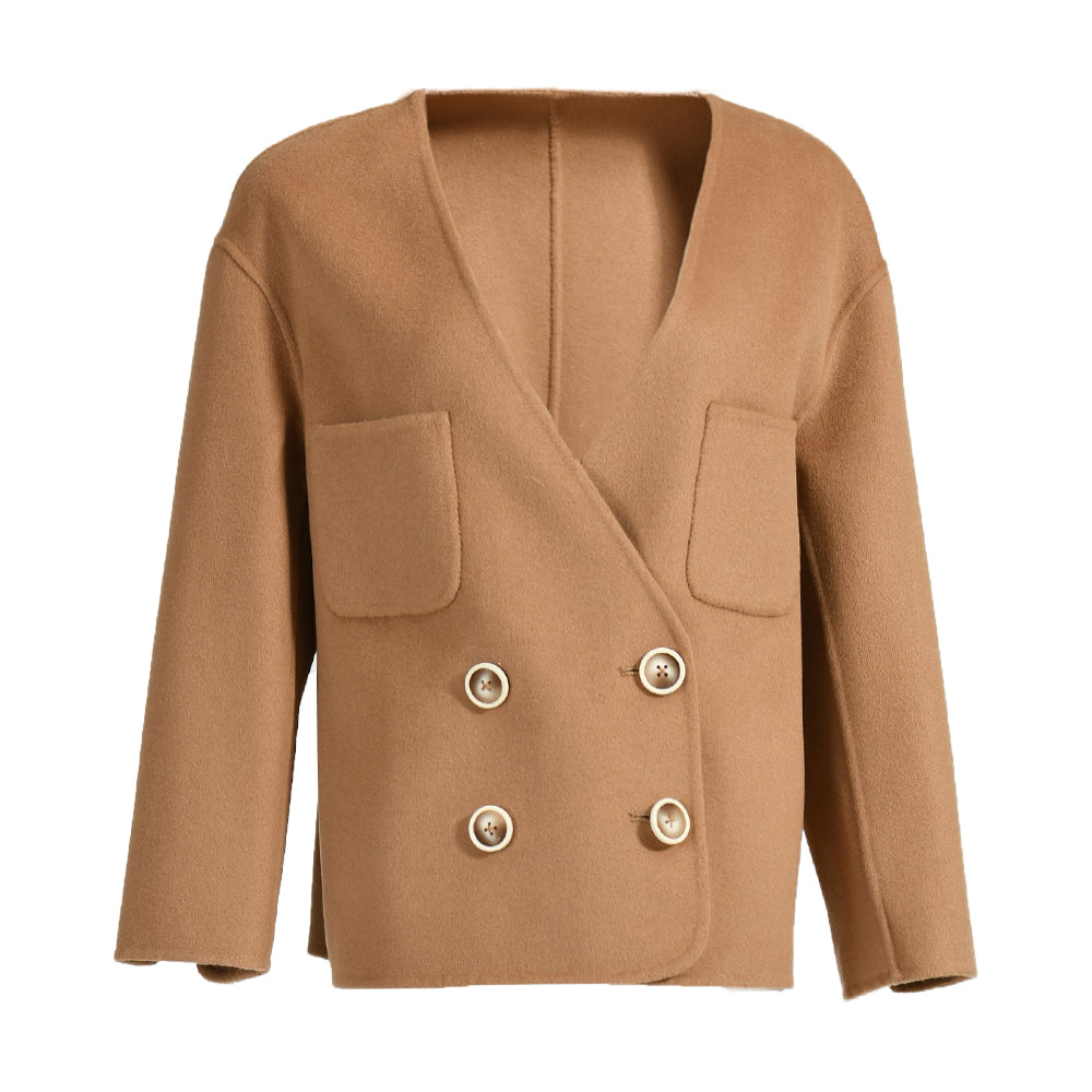 V-neck Double-sided Cashmere Wool Coat Removable Fox Fur Vest