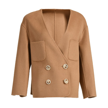 V-neck Double-sided Cashmere Wool Coat Removable Fox Fur Vest