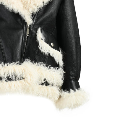 Winter Warm Thick Fahion Ladies Sharling Coat With Real Lamb Fur Custom Genuine Leather Jacket Woman Shearling