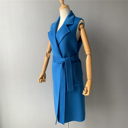 Jaxmonoy Women Cashmere Vest Modern Coat With Belt Outwear