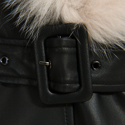 Long Leather Coats With Fur Collar And Cuffs Sheepskin Leather Jackets Unisex
