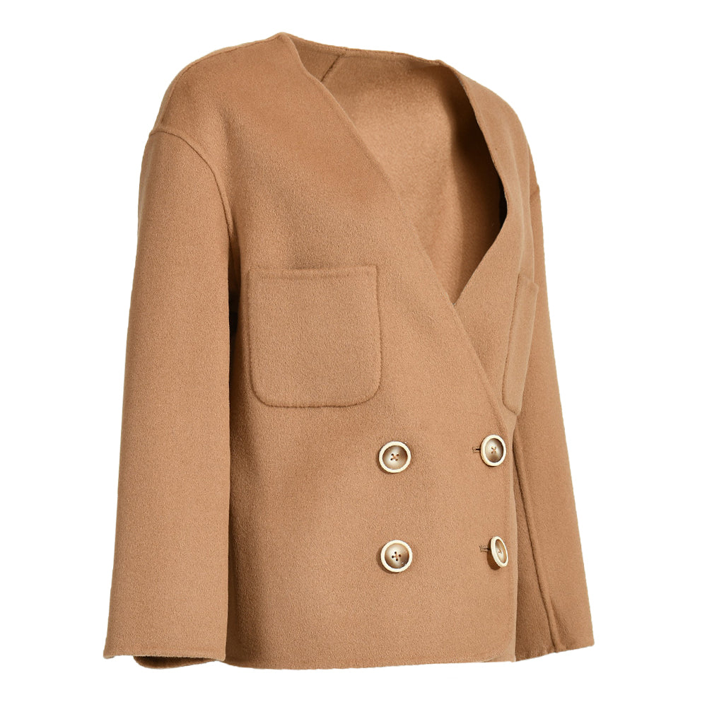 V-neck Double-sided Cashmere Wool Coat Removable Fox Fur Vest