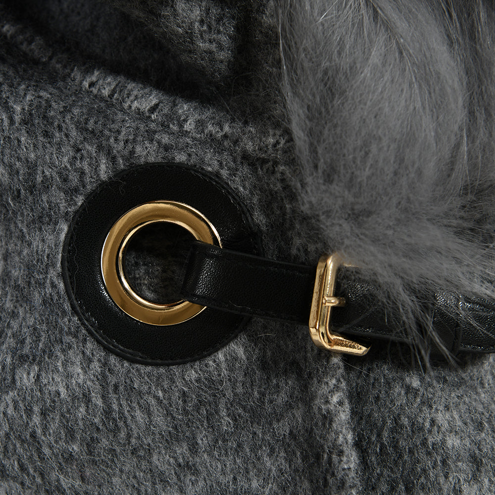 Custom High Quality Double-faced Cashmere Coat With Luxury Real Fox Fur Collar