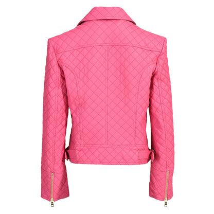 Popular Colorful Leather Coat Belt Zipper Design V-neck Genuine Leather Jacket Women