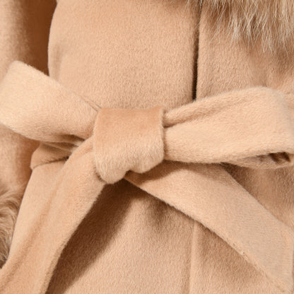Winter Double-sided Cashmere Coat With Luxury Fox Fur Collar High Quality Cashmere Wool Blend Coats For Women