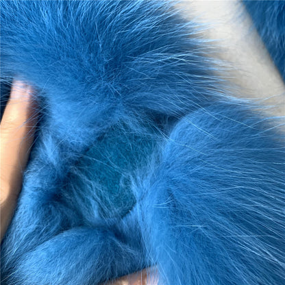 Jaxmonoy Slim Cashmere Coat Long Style Overcoat With Big Real Fur Collar And Double Cuffs