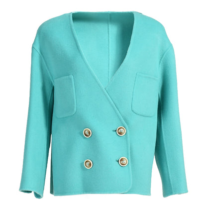 V-neck Double-sided Cashmere Wool Coat Removable Fox Fur Vest