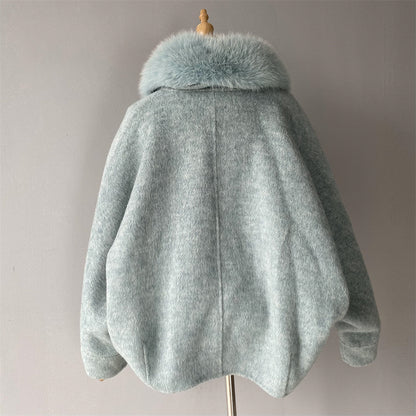 Custom High Quality Double-faced Cashmere Coat With Luxury Real Fox Fur Collar
