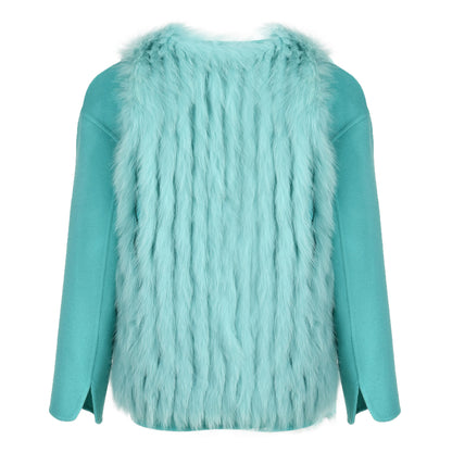 V-neck Double-sided Cashmere Wool Coat Removable Fox Fur Vest