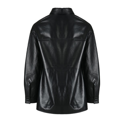 Turn-down Collar Real Sheepskin Leather Jacket for women