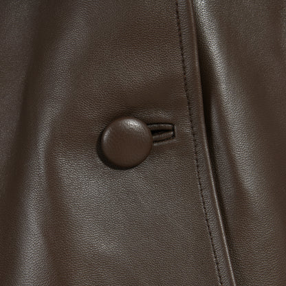 Regular Length Genuine Sheepskin Leather Coat With Real Fox Fur Collar And Cuffs Winter Women Leather Jacket Genuine
