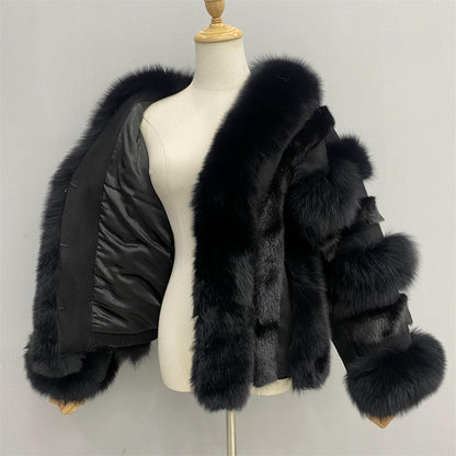 Winter Thick Warm Regular Length Genuine Fluffy Fox Fur Coat Fashion Women Real Fox Fur Coat Jacket