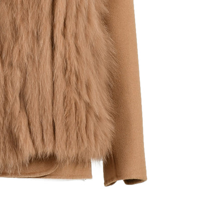 V-neck Double-sided Cashmere Wool Coat Removable Fox Fur Vest