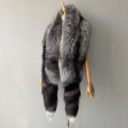 Jaxmonoy Trending Fashion Winter Luxurious Style Outwear Real Fox Fur Shawl